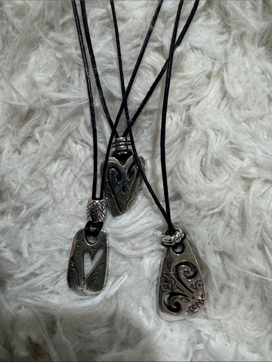 Brighton Jewelry - Brighton Brazilian Silvertone Black Multi-Strand Heart & Pendant Necklace